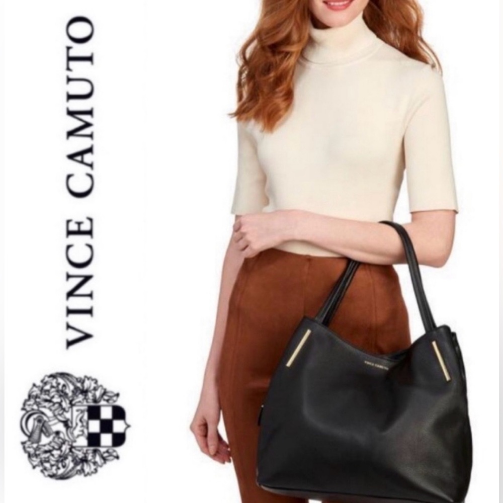 EUC Vince Camuto Pebbled Graphite Leather Ike Hobo